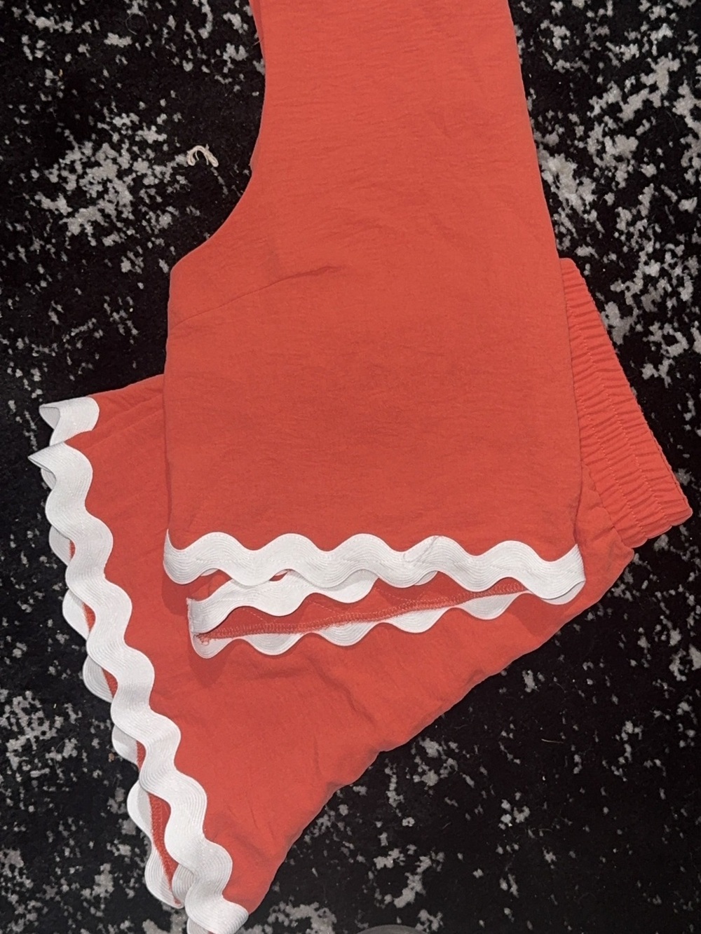 Girls Orange Ruffle-Trim Top and Shorts Set